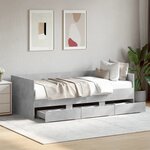 vidaXL Lit de jour avec tiroirs sans matelas gris béton 90x200 cm