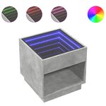 vidaXL Table basse avec LED infini gris béton 50x50x50 cm