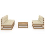 Salon de jardin meuble d'extérieur ensemble de mobilier 6 pièces avec coussins bois de pin massif 02_0016671