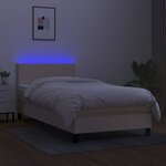 vidaXL Sommier à lattes de lit avec matelas LED Crème 80x200cm Tissu