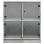 vidaXL Armoire latérale avec portes en verre gris béton 68x37x75 5 cm