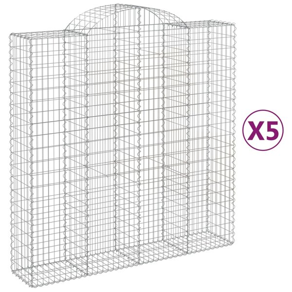 vidaXL Paniers à gabions arqués 5 Pièces 200x50x200/220 cm Fer galvanisé