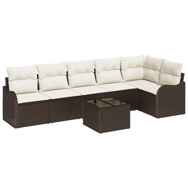 Ensemble de Canapé de Jardin 6 Pièces avec Coussins Gris Poly Rattan