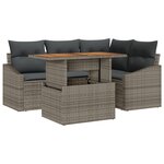vidaXL Ensemble de jardin de 5 pièces avec coussins en rotin gris poly