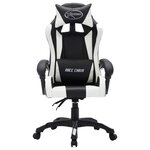 Chaise fauteuil siège pivotante de bureau informatique étude de jeux vidéo avec LED RVB et similicuir blanc 02_0024197