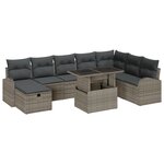 vidaXL Ensemble de canapé de jardin 9 pièces avec coussins gris en poly rotin