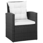 Salon de jardin meuble d'extérieur ensemble de mobilier 5 pièces avec coussins résine tressée noir 02_0016494