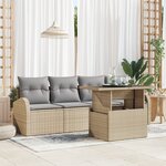 vidaXL Ensemble de canapé de jardin 5 pièces avec coussins Beige Poly Rattan