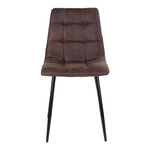2 chaises de salle à manger en microfibre marron foncé avec pieds noirs