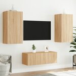 vidaXL Unités murales TV avec LED 4 Pièces chêne sonoma bois d'ingénierie