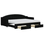 vidaXL Lit de jour avec gigogne et tiroirs noir 80x200 cm tissu