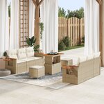 vidaXL Ensemble de canapé de jardin 9 pièces avec coussins en rotin poly beige et acacia