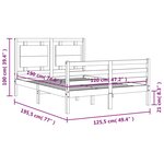 vidaXL Cadre de lit sans matelas blanc bois massif