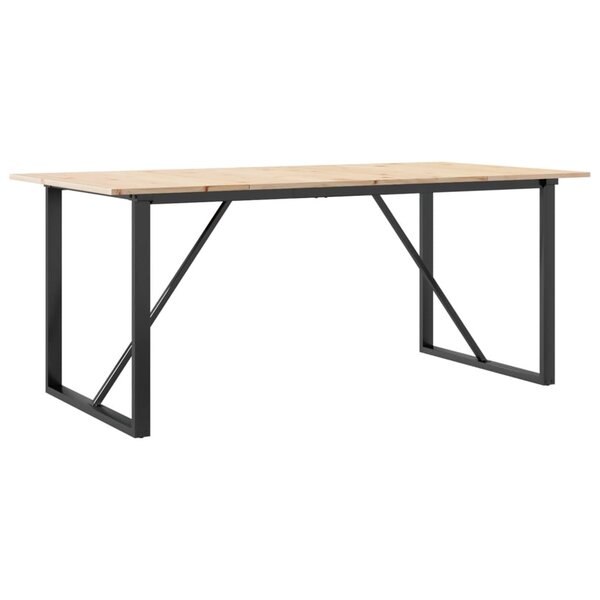 vidaXL Table à manger cadre en O 180x90x75 cm bois de pin massif fonte