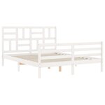 vidaXL Cadre de lit avec tête de lit blanc King Size bois massif