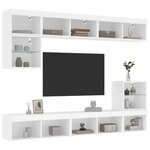 vidaXL Unités murales TV avec LED 8 Pièces blanc bois d'ingénierie