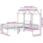 vidaXL Ensemble de lit et de banc avec toit 100x200 cm bois pin massif