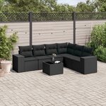 vidaXL Salon de jardin 7 Pièces avec coussins noir résine tressée