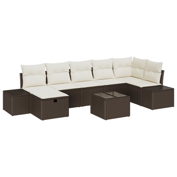 vidaXL Ensemble de Canapé de Jardin 8 pièces avec Coussins Marron Poly Rattan