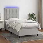 vidaXL Sommier à lattes de lit avec matelas et LED Gris clair 90x200cm