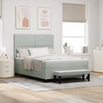 vidaXL Lit à ressort avec matelas & banc Gris clair 140x190 cm Velours