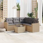 vidaXL Salon de jardin avec coussins 6 Pièces beige résine tressée