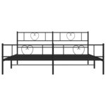 vidaXL Cadre de lit métal sans matelas avec pied de lit noir 200x200cm