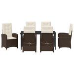 vidaXL Ensemble de jardin 7 pièces avec coussins marron poly rattan