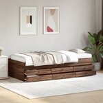 vidaXL Lit de jour avec tiroirs sans matelas chêne marron 100x200 cm