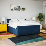 vidaXL Sommier à lattes de lit avec matelas Bleu 180x200 cm Tissu