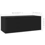 vidaXL Meuble TV Noir 80x34x30 cm Bois d'ingénierie