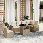 vidaXL Salon de jardin avec coussins 7 Pièces beige résine tressée