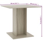 vidaXL Table à dîner Chêne sonoma 80x80x75 cm Bois d'ingénierie