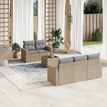 vidaXL Salon de jardin avec coussins 6 Pièces beige résine tressée