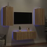 vidaXL Unités murales TV avec LED 4 Pièces chêne sonoma bois d'ingénierie
