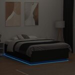 vidaXL Cadre de lit avec lumières LED noir 140x190 cm bois ingénierie
