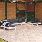vidaXL Salon de jardin 8 Pièces avec coussins bois de pin massif