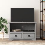 vidaXL Meuble TV avec 2 tiroirs BODO gris bois de pin massif