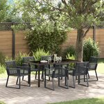 vidaXL Ensemble de Salle à Manger de Jardin 7 Pièces Noir Rattan Poly