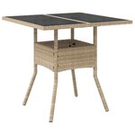 vidaXL Ensemble à manger de jardin et coussins 5 Pièces beige rotin verre