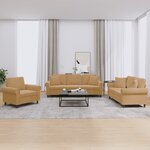 vidaXL Ensemble de canapés 3 Pièces avec coussins marron velours