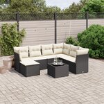 vidaXL Salon de jardin 8 Pièces avec coussins noir résine tressée