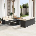 Ensemble de canapés de jardin vidaXL 11 pièces avec coussins noir poly rotin acacia