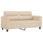 vidaXL Ensemble de canapés 3 Pièces avec coussins Crème Tissu microfibre