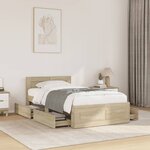 vidaXL Cadre de lit avec tête de lit chêne sonoma 75x190 cm