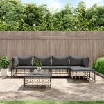 vidaXL Salon de jardin 6 Pièces avec coussins anthracite résine tressée