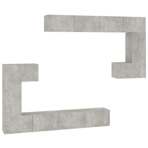 vidaXL Meuble TV mural Gris béton Bois d'ingénierie