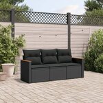 vidaXL Salon de jardin 3 Pièces avec coussins noir résine tressée