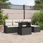 vidaXL Ensemble de 6 Canapés de Jardin avec Coussins en Poly Rattan Noir