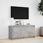 vidaXL Meuble TV avec LED gris béton 100x34x50 cm bois d'ingénierie